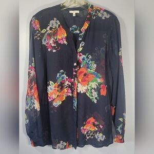 Joie Sheer Floral Button Down Blouse